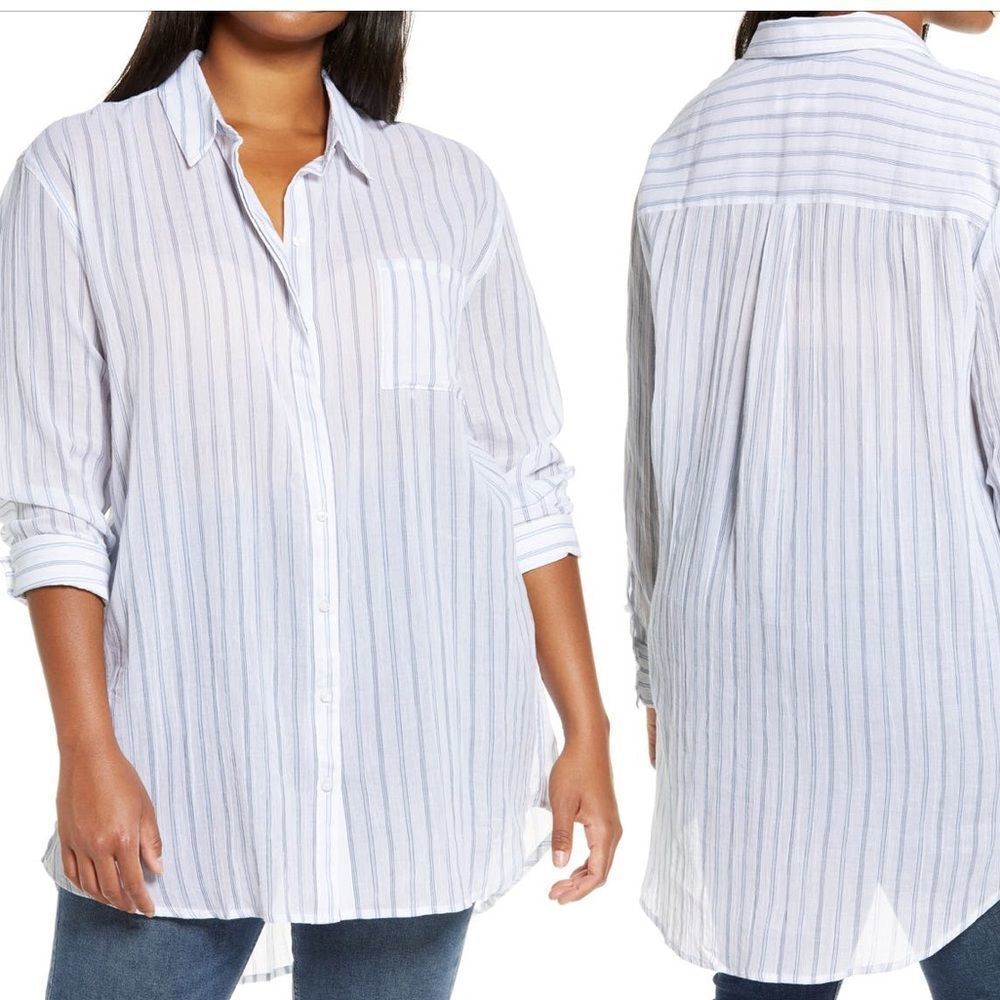 Treasure & Bond Woven Striped Tunic Button Down